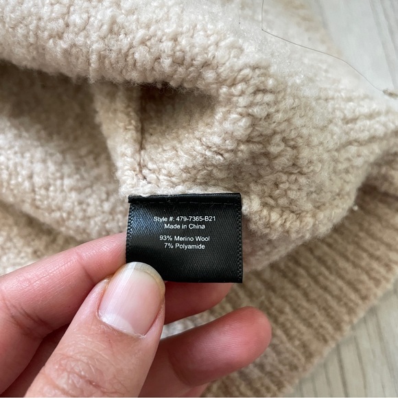 Jenni Kayne Merino Wool Boucle Boyfriend Cardigan Sweater Beige (Small) preppy - Picture 7 of 8